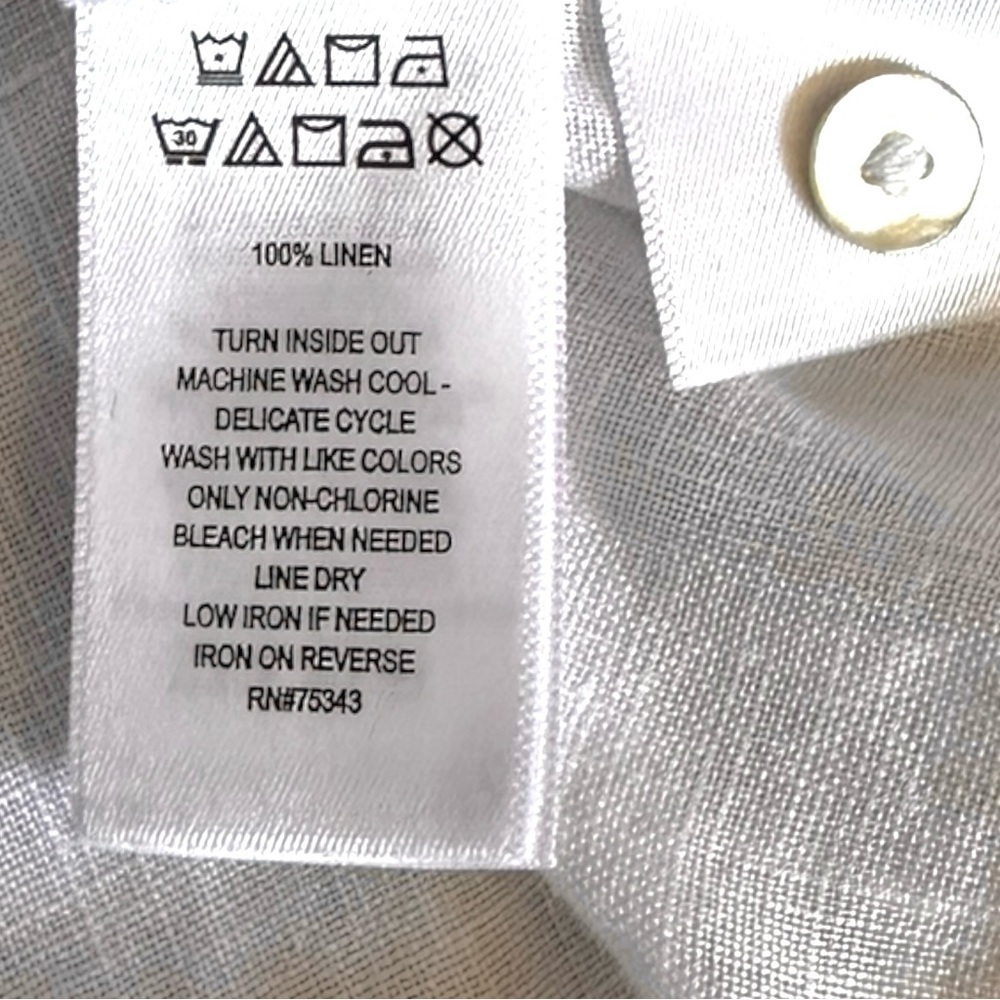Tahari Button Down Shirt Size 1X NWT White 100% Linen Neutral Beachy Lightweight - Picture 9 of 9